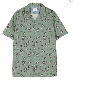 PS Paul Smith Men's Shirt with Green and Black Pattern